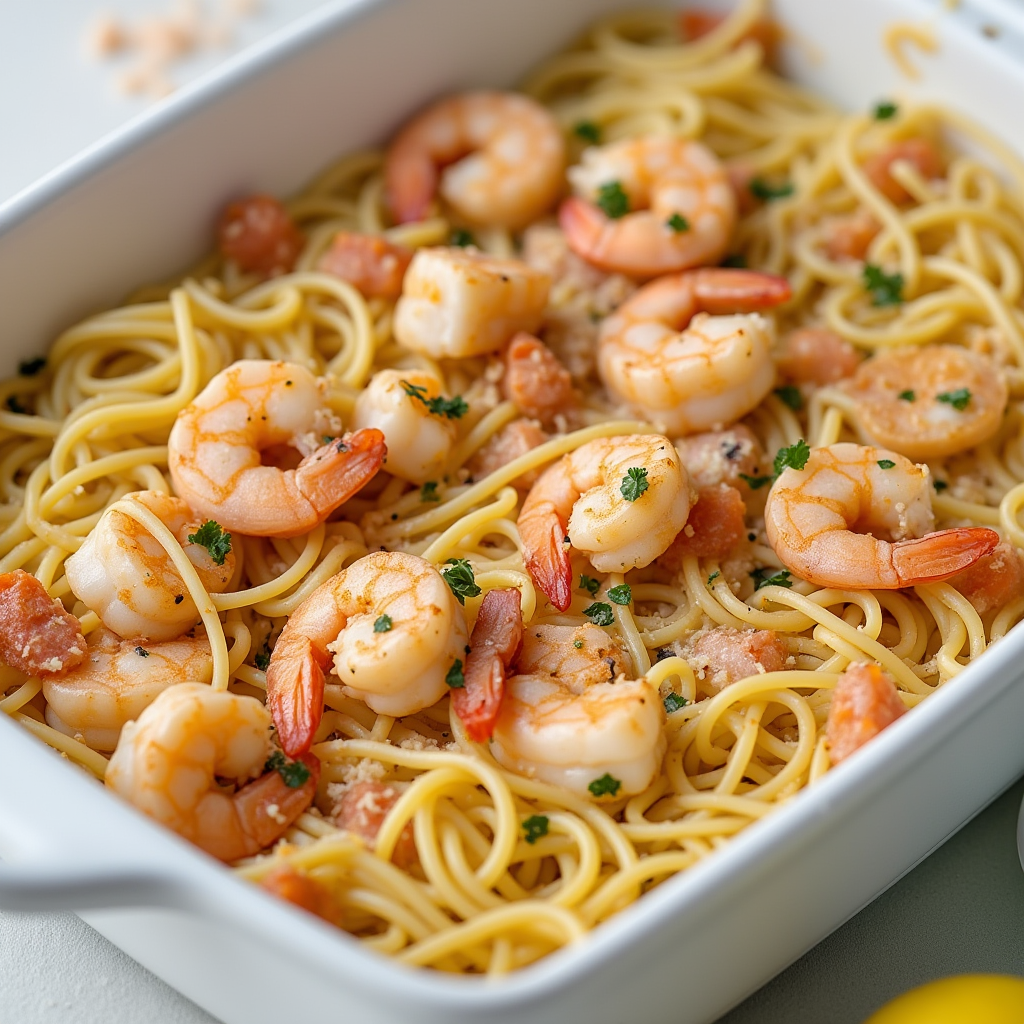 Baked Shrimp Scampi with Angel Hair Pasta Recipe