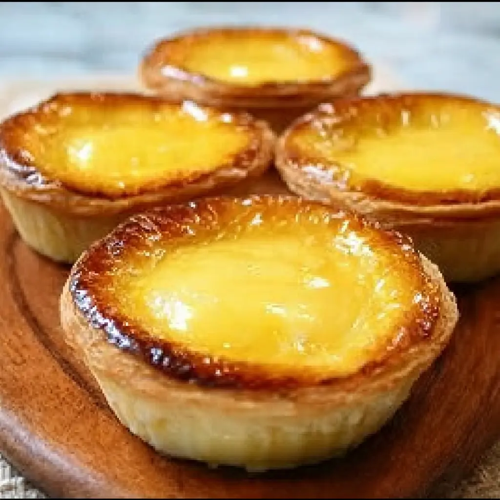 Easy baby lemon impossible pies with sweetened condensed milk 4 Freshly baked baby lemon impossible pies with glossy, golden lemon filling in flaky pastry crusts.