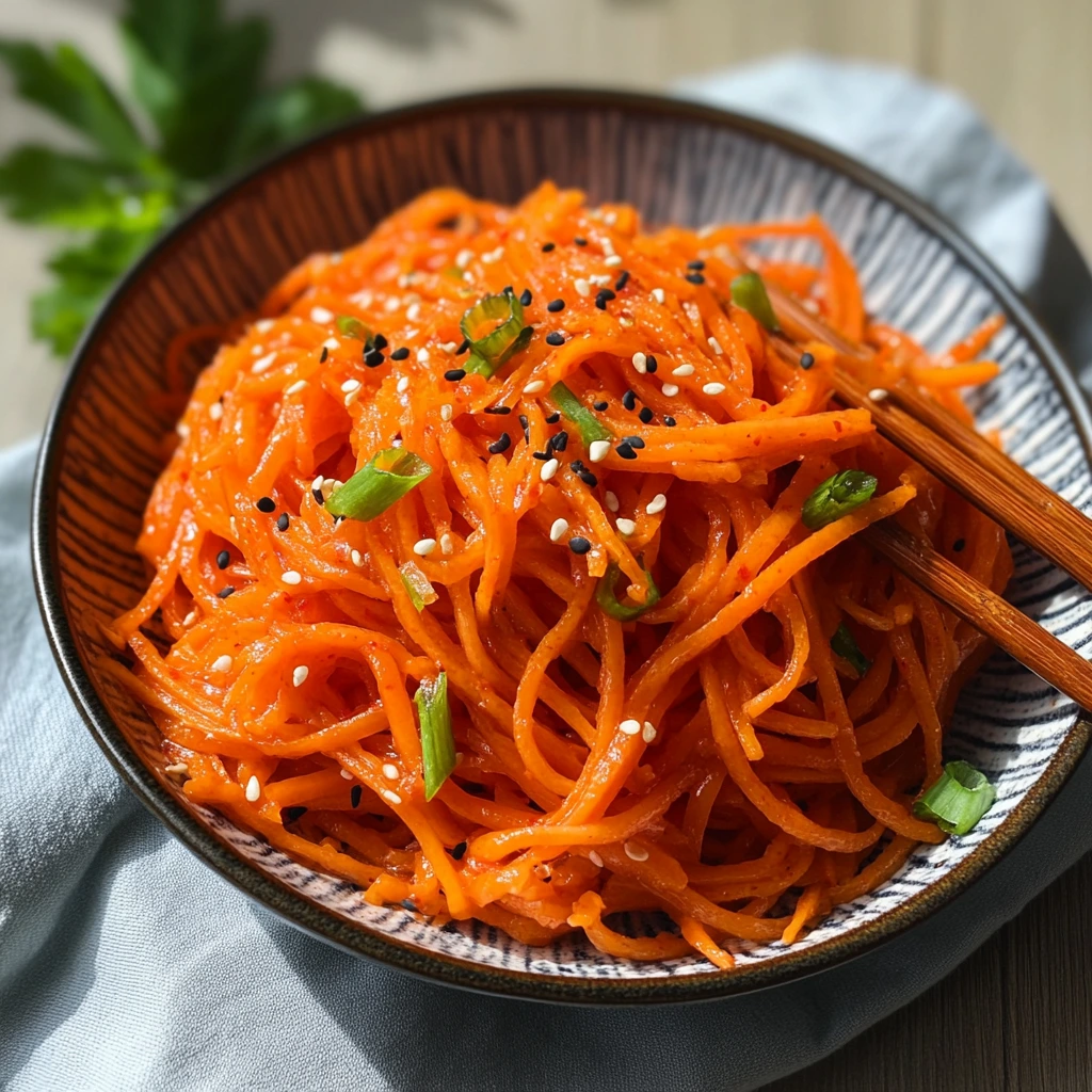 Korean carrot salad with sesame and garlic l