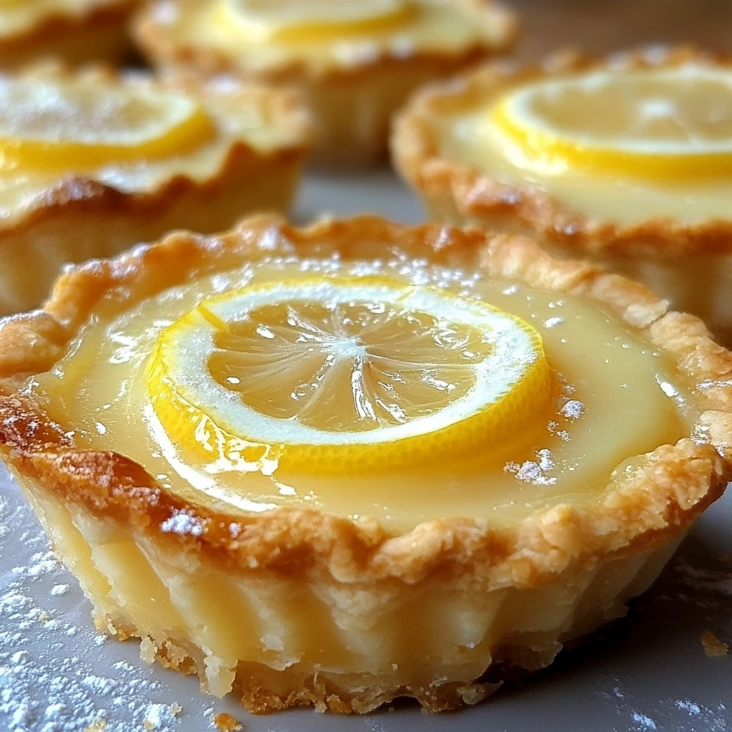 Baby Lemon Impossible Pies Recipe: A Simple and Delicious Treat 5 "Close-up of mini lemon impossible pies recipe with a slice of lemon on top, showcasing the golden crust and lemony filling."