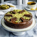 Close-up of viral Dubai chocolate bar cake