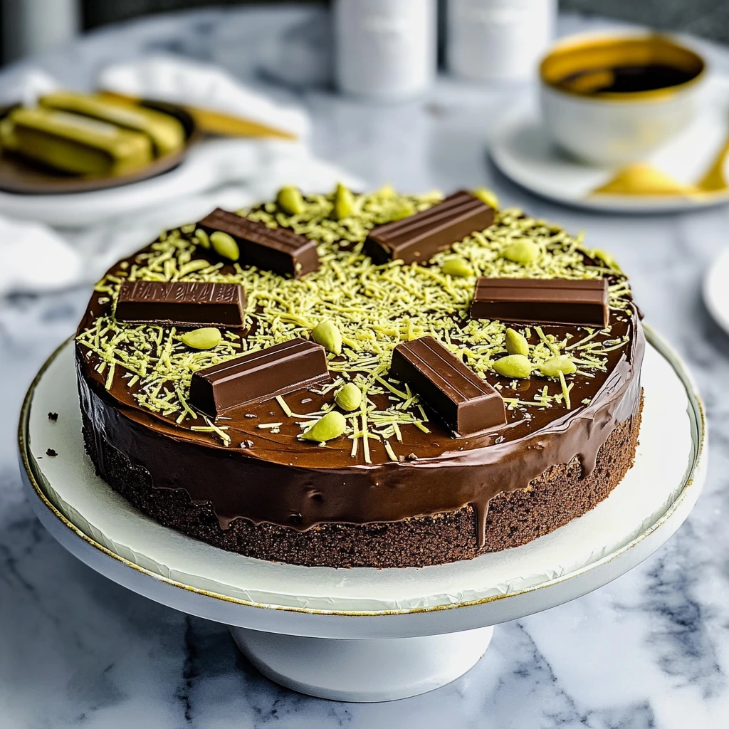 Viral Dubai Chocolate Bar Cake – Why Everyone’s Talking About It 6 Close-up of viral Dubai chocolate bar cake