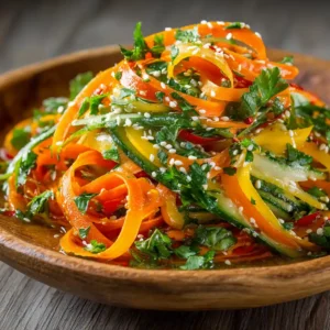 Carrot Ribbon Salad Is Taking Over TikTok, so I Tried It 6 "Fresh carrots sliced into ribbons for Cassie’s Carrot Ribbon Salad, showcasing vibrant orange color and delicate texture./