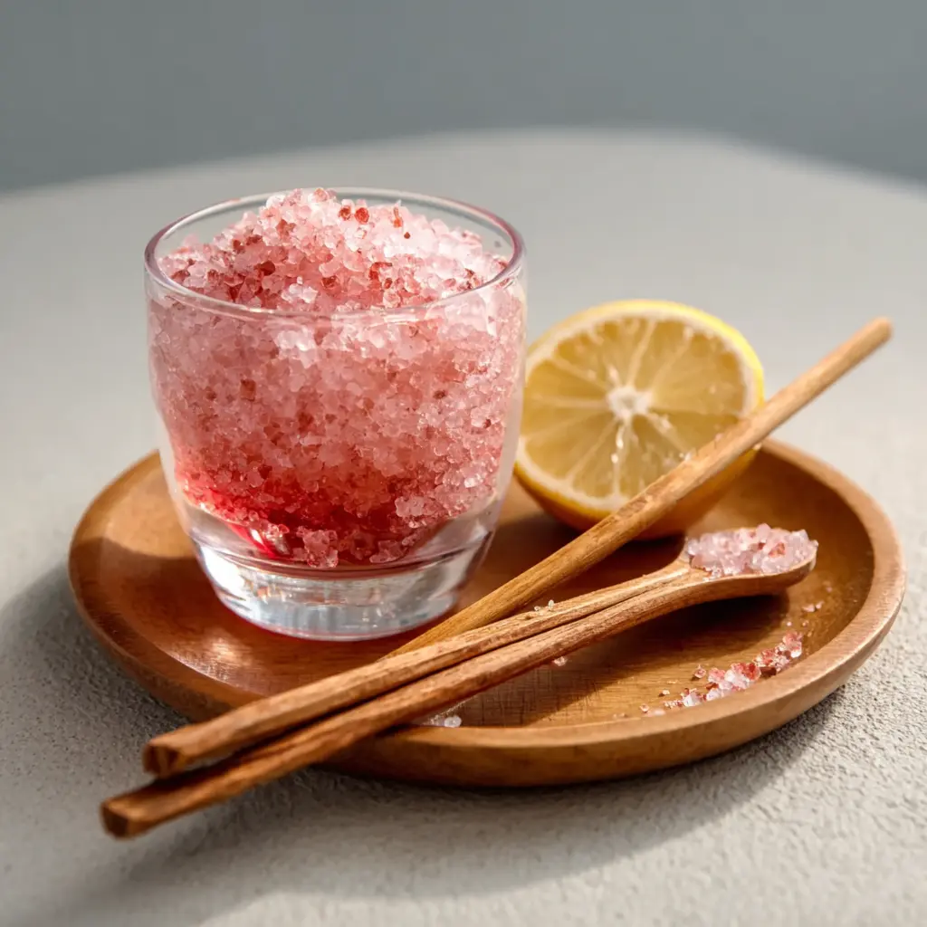 Japanese Pink Salt Recipe with Baking Soda for Weight Loss 8 Applying the Japanese pink salt and baking soda paste for weight loss or skin benefits.