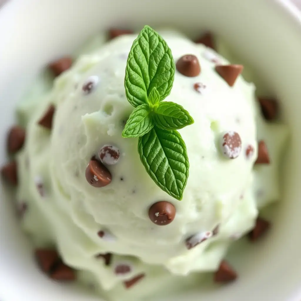 EASY and healthy Cottage Cheese Mint Ice Cream 5 Mint Chocolate Chip Cottage Cheese Ice Cream Close-Up