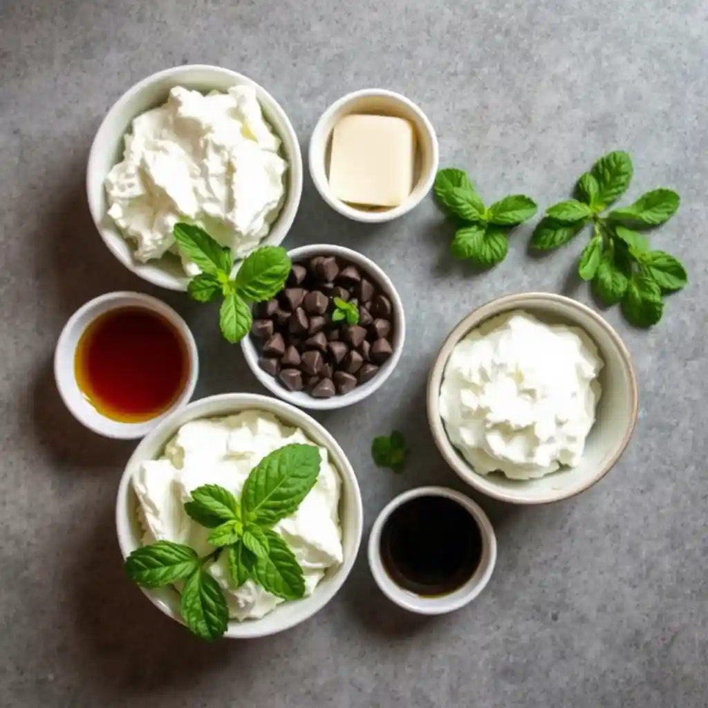 EASY and healthy Cottage Cheese Mint Ice Cream 7 Ingredients for Cottage Cheese Mint Ice Cream on a Rustic Counter