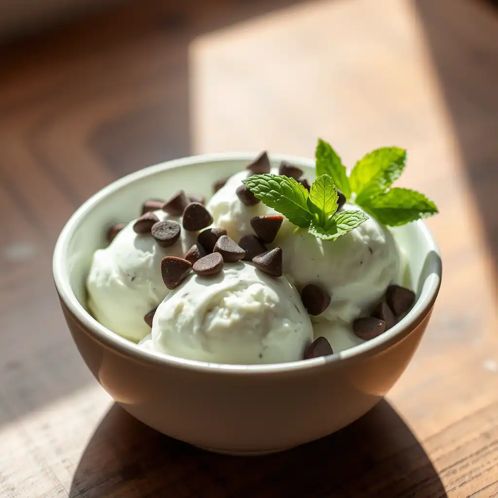 EASY and healthy Cottage Cheese Mint Ice Cream 8 Swirling Mint Ice Cream with Cottage Cheese Base in a Bowl