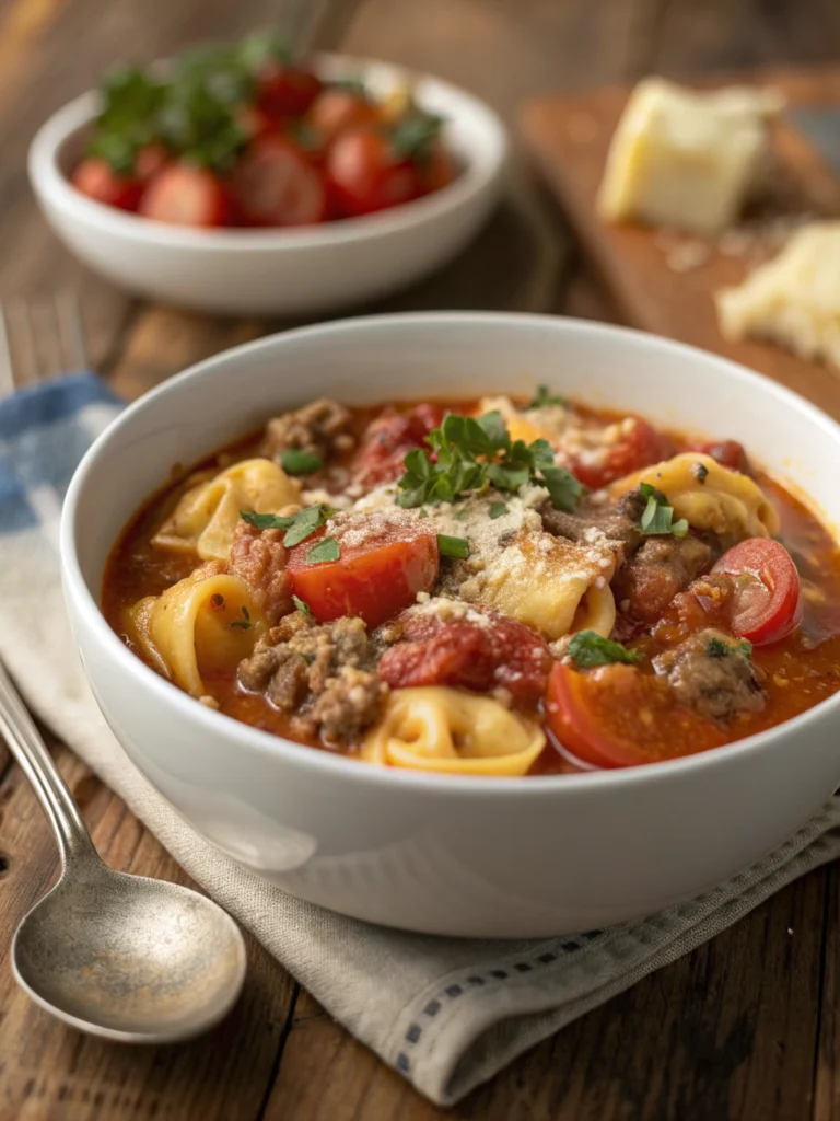 Slow Cooker Tomato Tortellini Soup with Ground Beef 2 Slow Cooker Tomato Tortellini Soup with Ground Beef