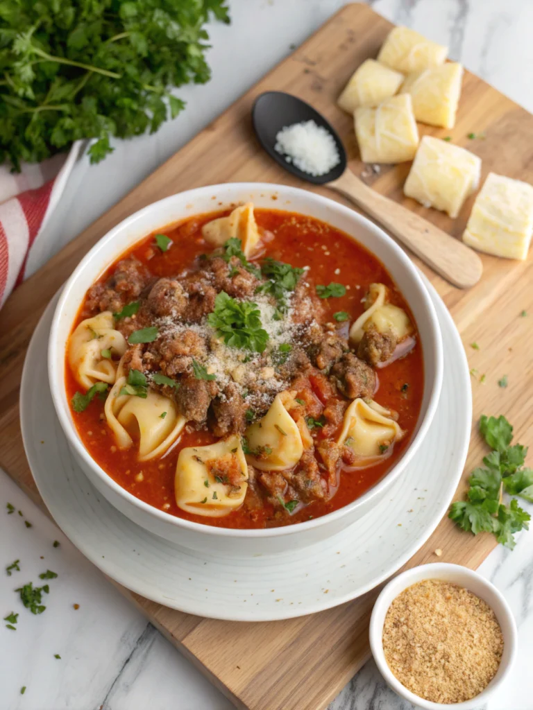 Slow Cooker Tomato Tortellini Soup with Ground Beef 1 Slow Cooker Tomato Tortellini Soup with Ground Beef