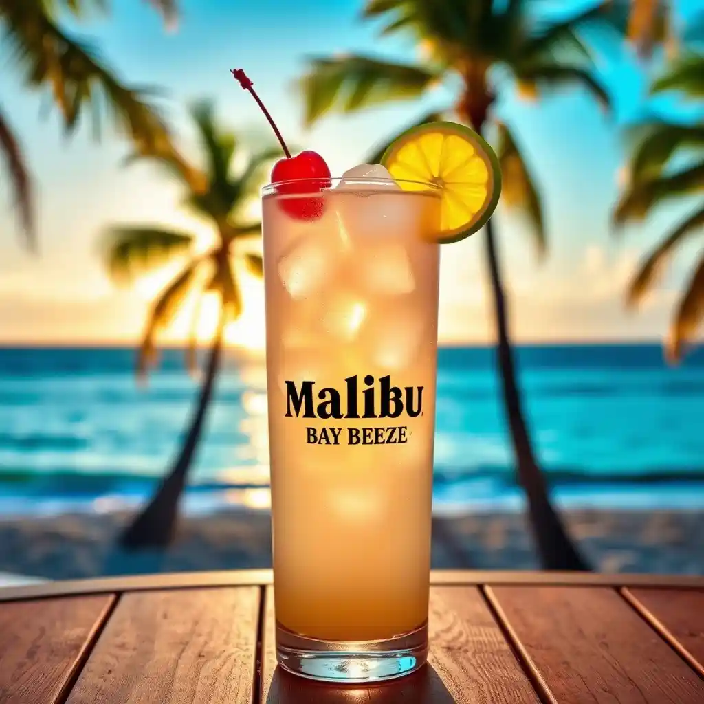 Malibu Bay Breeze Cocktail : How to Make the Perfect Tropical Drink 6 Malibu Bay Breeze cocktail with a tropical beach backdrop