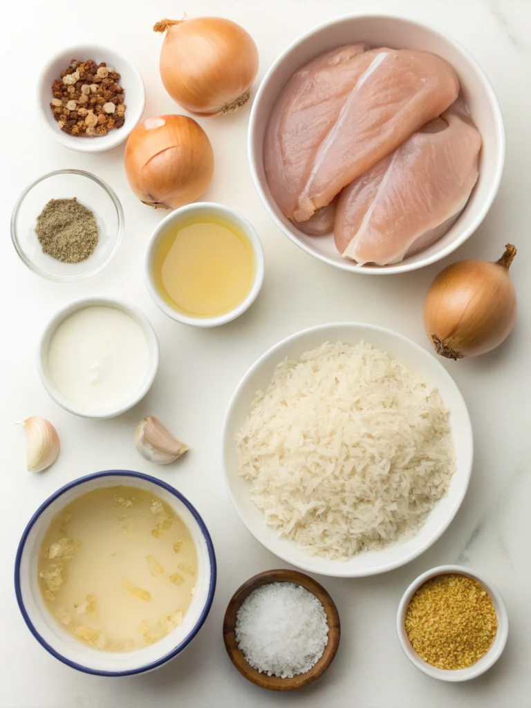 Quick and Easy Creamy Smothered Chicken and Rice for Busy Weeknights - Yum Dinner 2 Easy Creamy Smothered Chicken and Rice ingredients