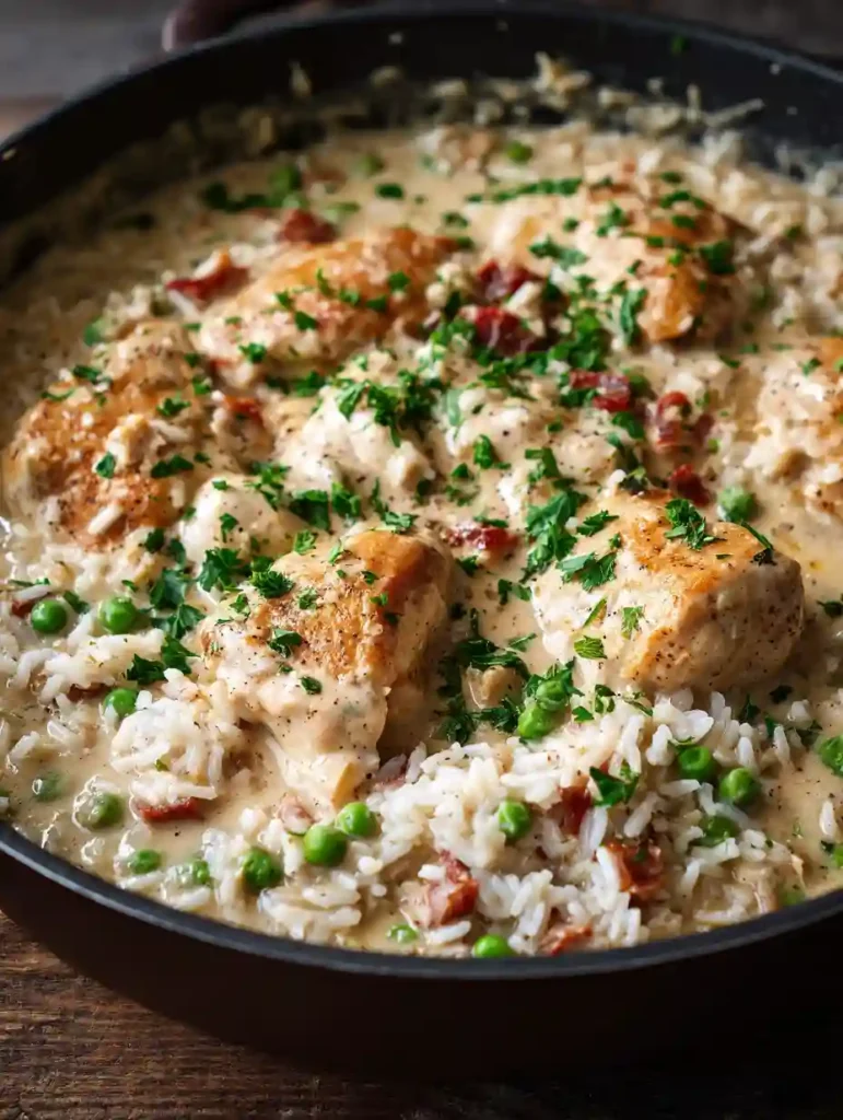 Quick and Easy Creamy Smothered Chicken and Rice for Busy Weeknights - Yum Dinner 1 Easy Creamy Smothered Chicken and Rice