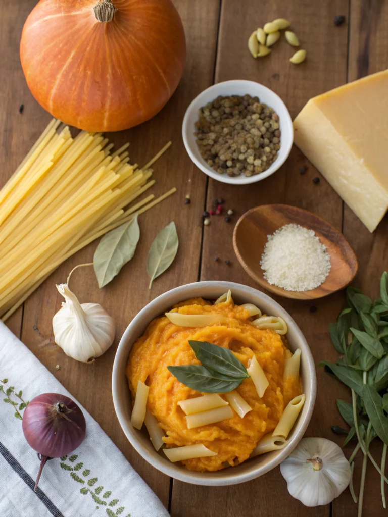 Cozy One-Pot Creamy Pumpkin Pasta 1 Cozy One-Pot Creamy Pumpkin Pasta ingredients