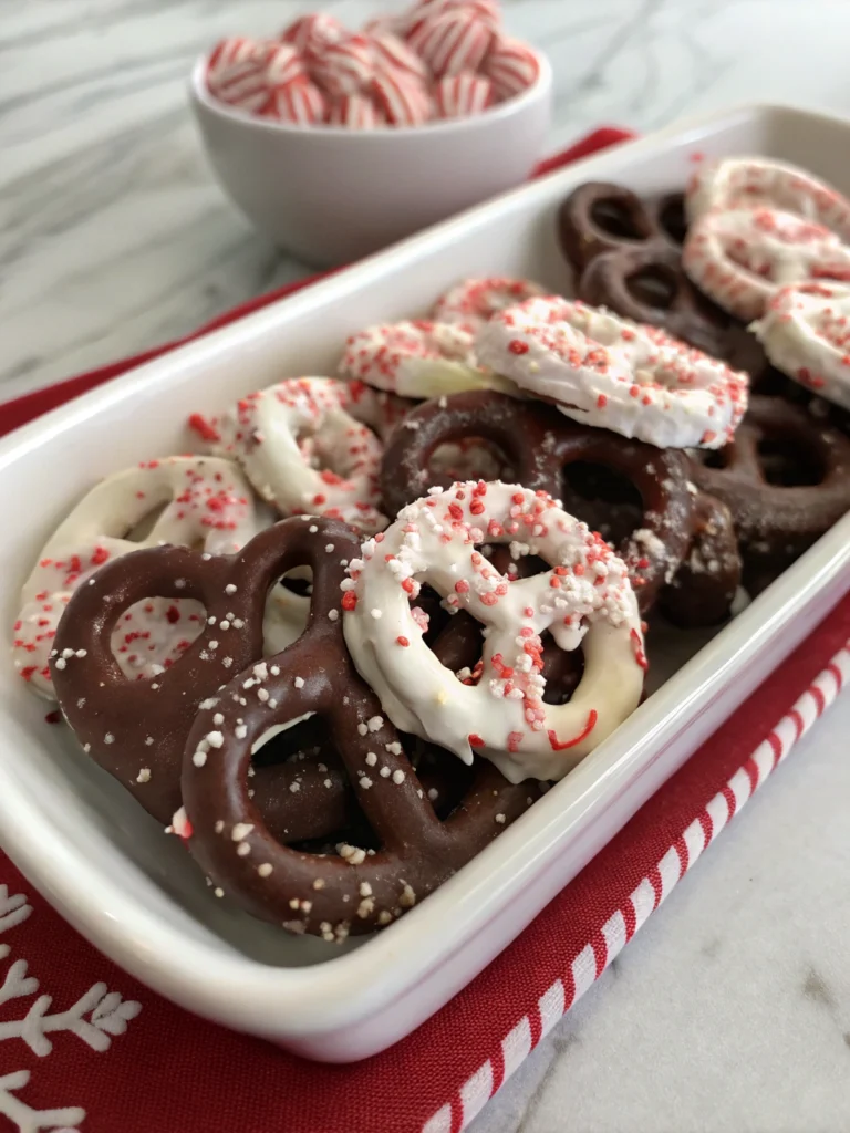 Chocolate-Dipped Peppermint Pretzels 2 Chocolate-Dipped Peppermint Pretzels