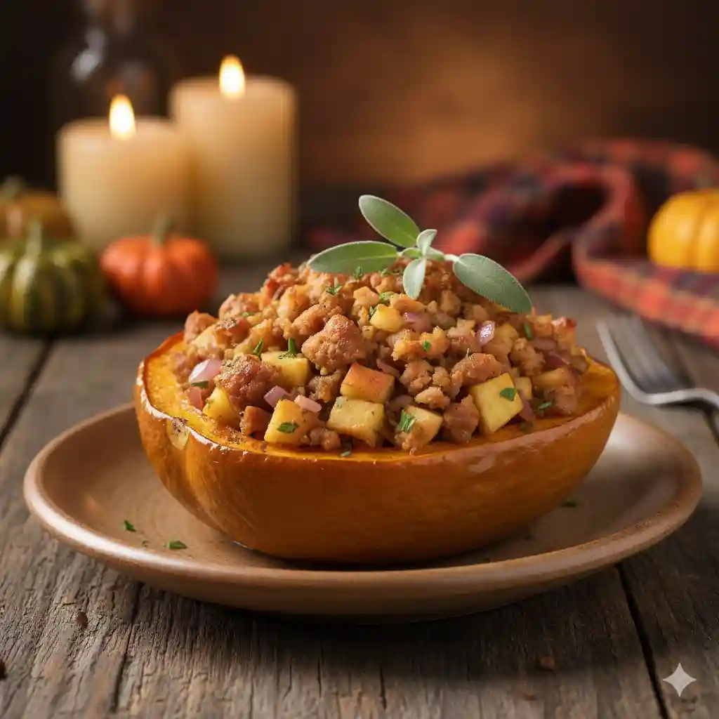 An Elegant Autumn Meal: Easy Sausage & Apple Stuffed Acorn Squash 2 sausage-apple-stuffed-acorn-squash
