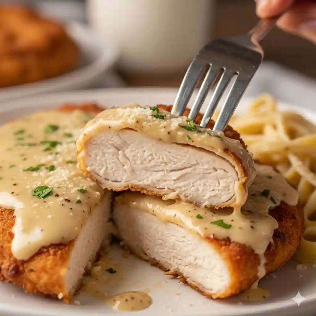 Easy Creamy Garlic Parmesan Crispy Chicken Recipe 10 Creamy Garlic Parmesan Crispy Chicken Recipe final dish