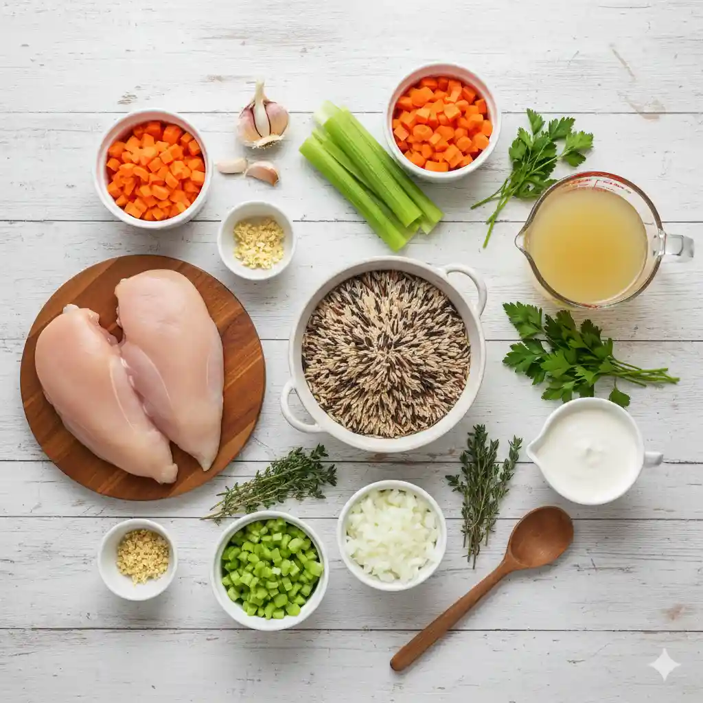 Cozy Chicken & Wild Rice Soup ingredients