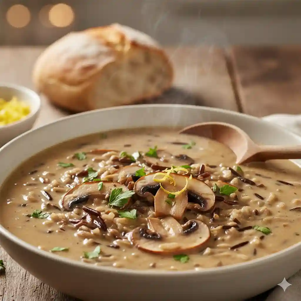 Creamy Wild Rice Soup with Mushrooms 2 Creamy Wild Rice Soup with Mushrooms