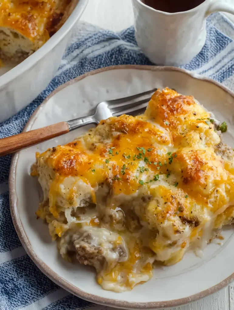 Easy Biscuits and Gravy Breakfast Casserole for a Crowd 2 Biscuits and Gravy Breakfast Casserole