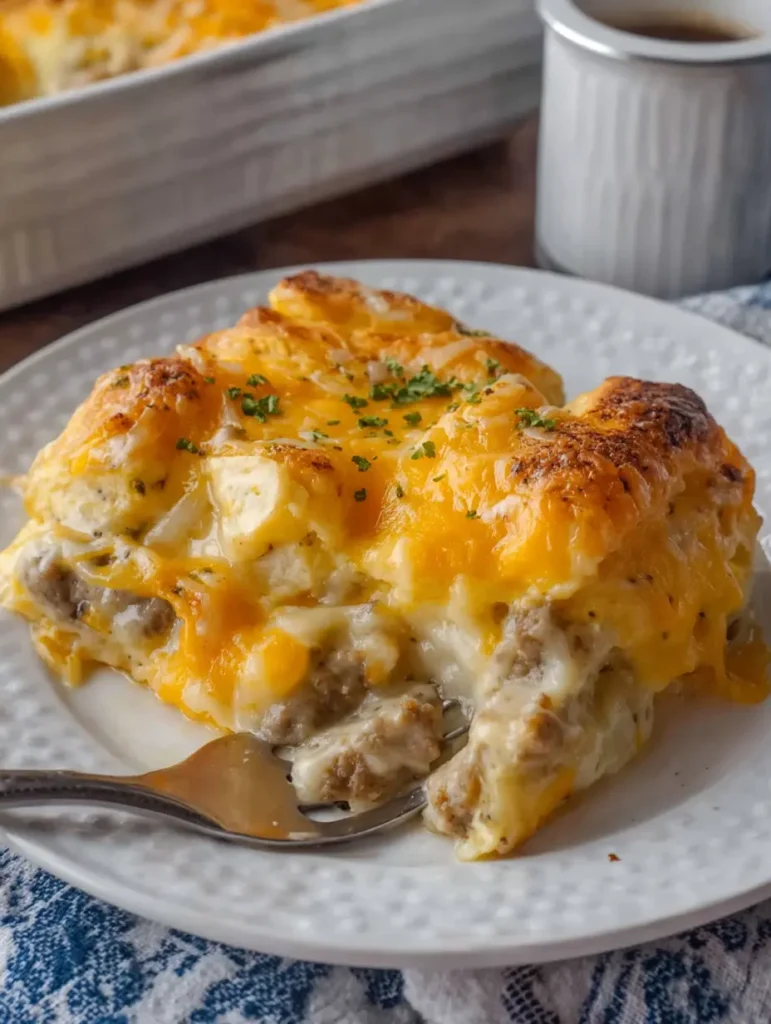 Biscuits and Gravy Breakfast Casserole