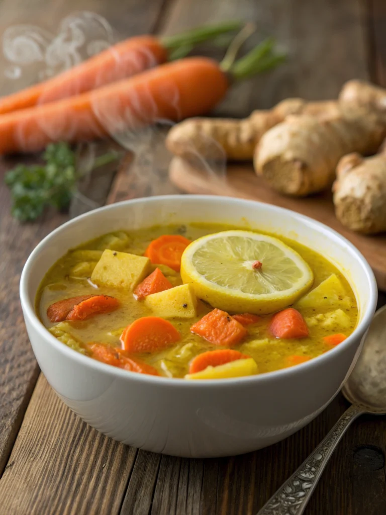 Immune-Boosting Lemon Ginger Turmeric Soup