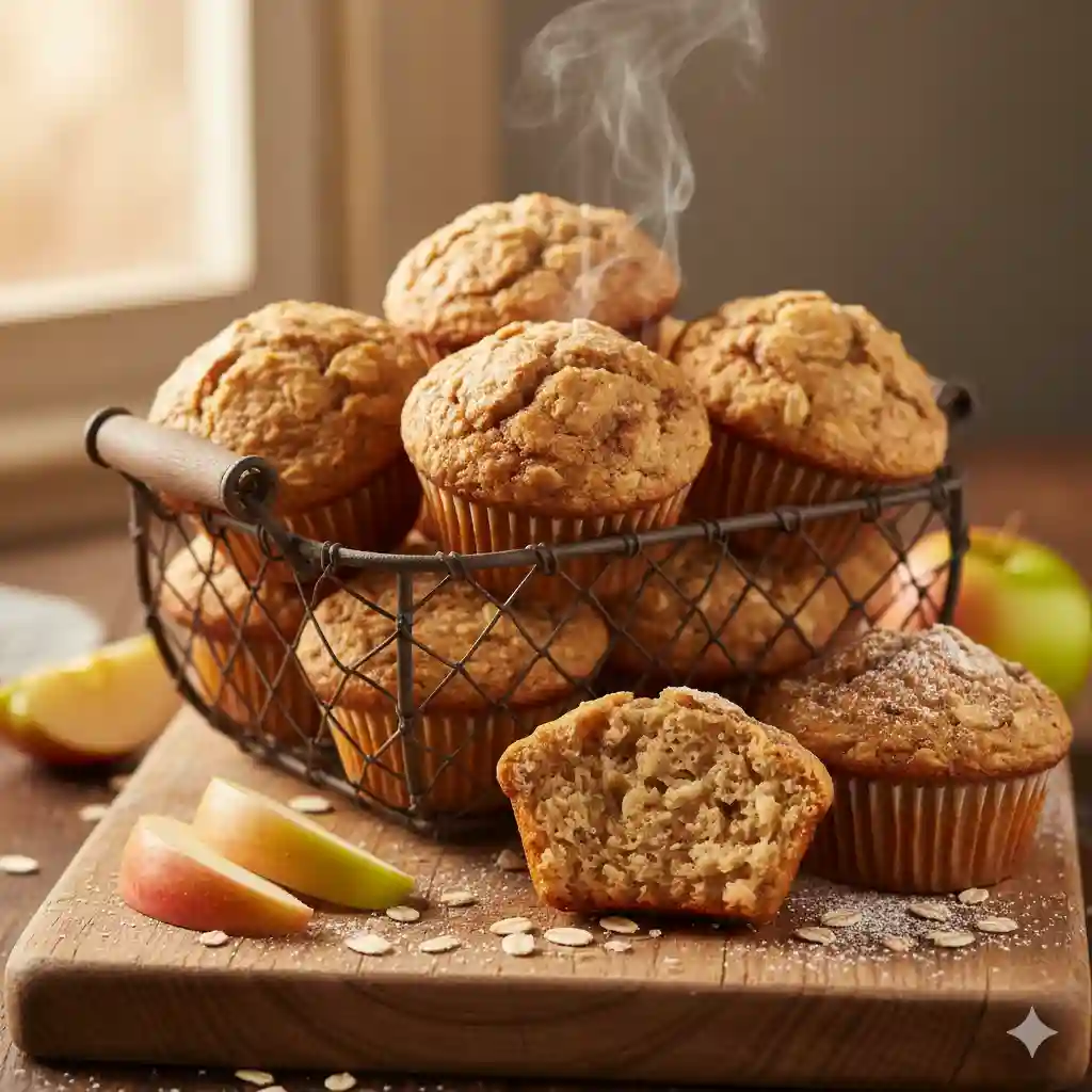 Moist Applesauce Oatmeal Muffins: Healthy, Tender Bites for Any Time 1 1. Featured Image Prompt (Baked Muffins Hero – Fresh from Oven Pin Style) Moist Applesauce Oatmeal Muffins
