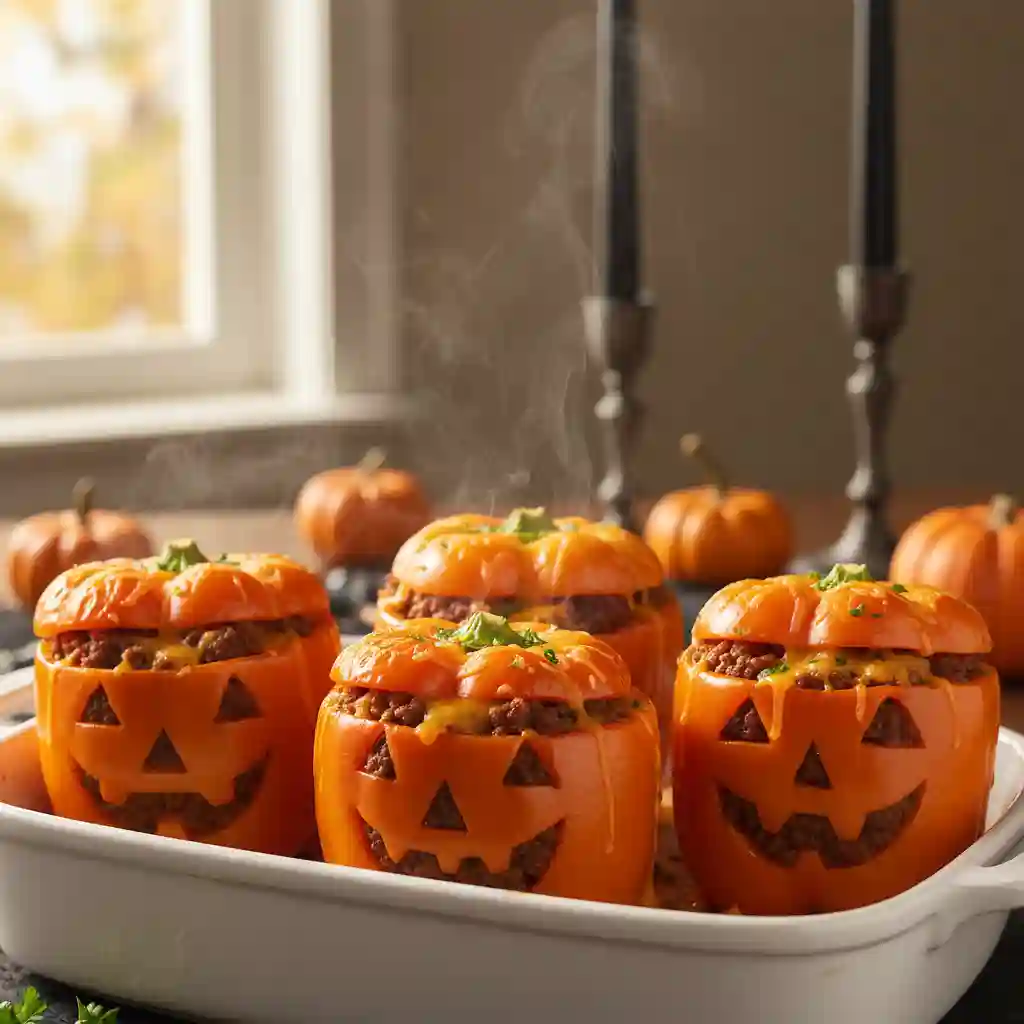 Jack-O'-Lantern Stuffed Peppers: A Festive and Flavorful Halloween Dinner 1 Jack-O'-Lantern Stuffed Peppers