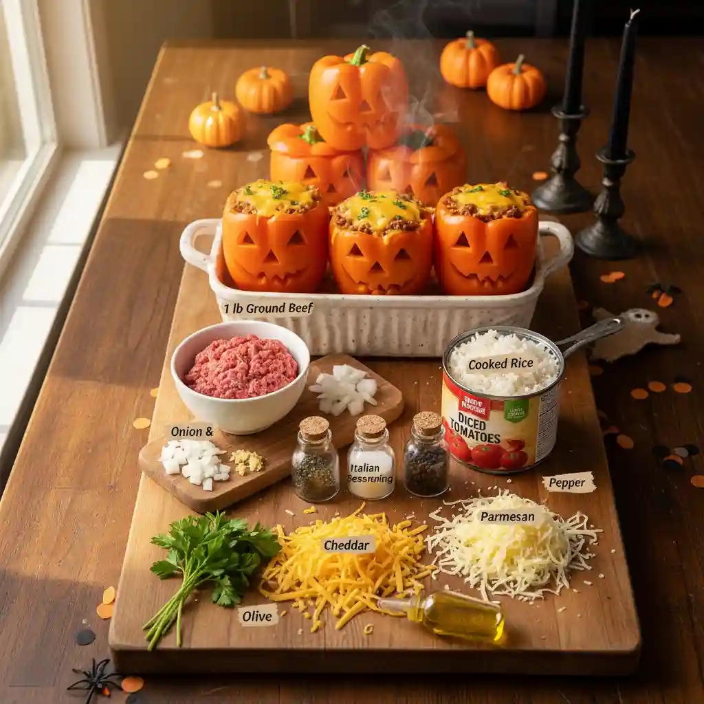 Jack-O'-Lantern Stuffed Peppers: A Festive and Flavorful Halloween Dinner 2 Jack-O'-Lantern Stuffed Peppers