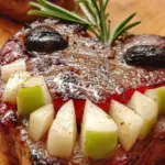 Healthy Monster Apple Teeth snack with apple slices and creative toppings