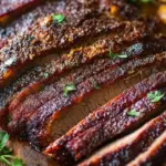 Oven-Baked Texas-Style Brisket served on a platter with sides.