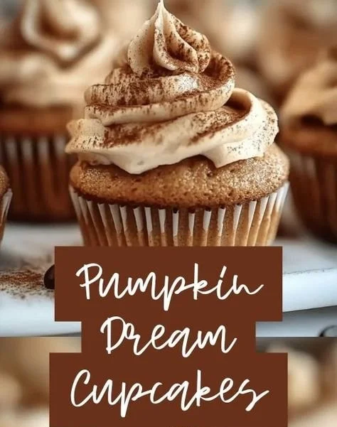 Delicious Pumpkin Dream Cupcakes topped with creamy frosting and autumn spices.