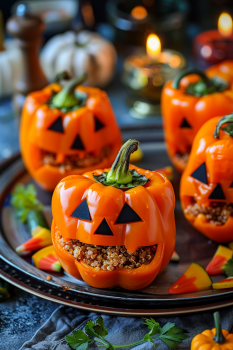 Perfect Vegan Jack-o'-Lantern Peppers Recipe: Spooky, Stuffed Halloween Sides 1 Vegan Jack-o'-Lantern Peppers Recipe