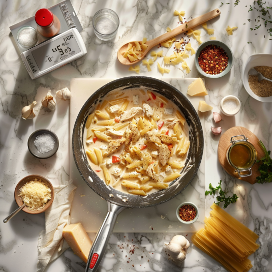 Cheesy Garlic Butter Chicken Penne with Alfredo Cream