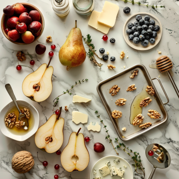 Perfect Baked Pears with Berries, Honey, Walnuts & Blue Cheese Recipe: Sweet-Savory Fall Dessert 2 Baked Pears with Berries, Honey